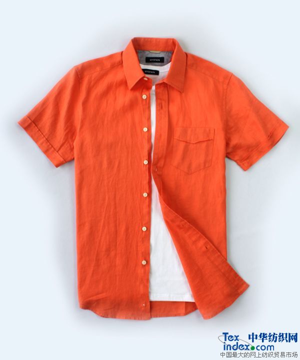 纯亚麻短袖衬衫 亮色男士衬衫面料 新申集团有