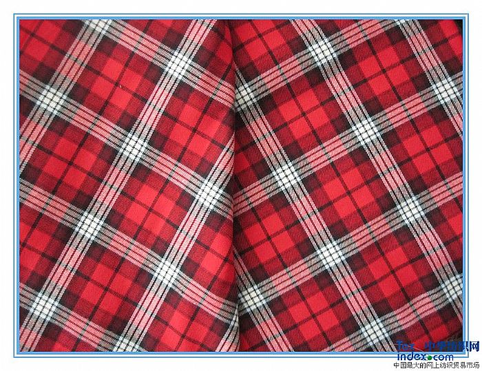 长期供应红色单面拉绒格子色织衬衫面料 克重